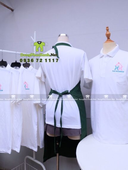 áo bếp vải kaki cototn